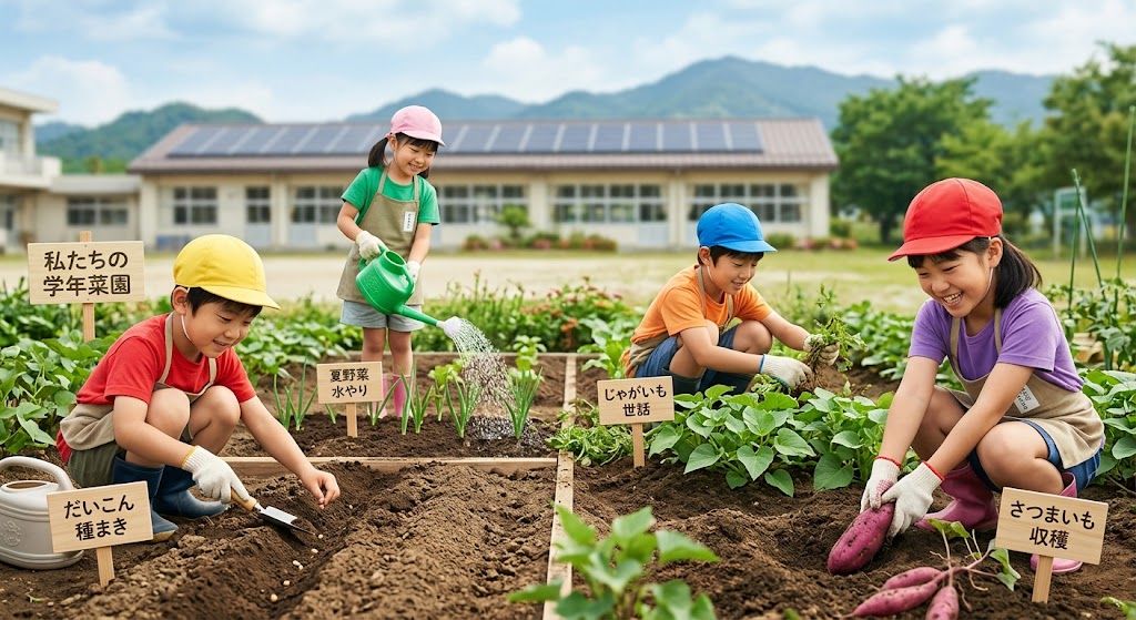 畑で種まき・水やり・収穫をする子どもたち(イメージ写真)